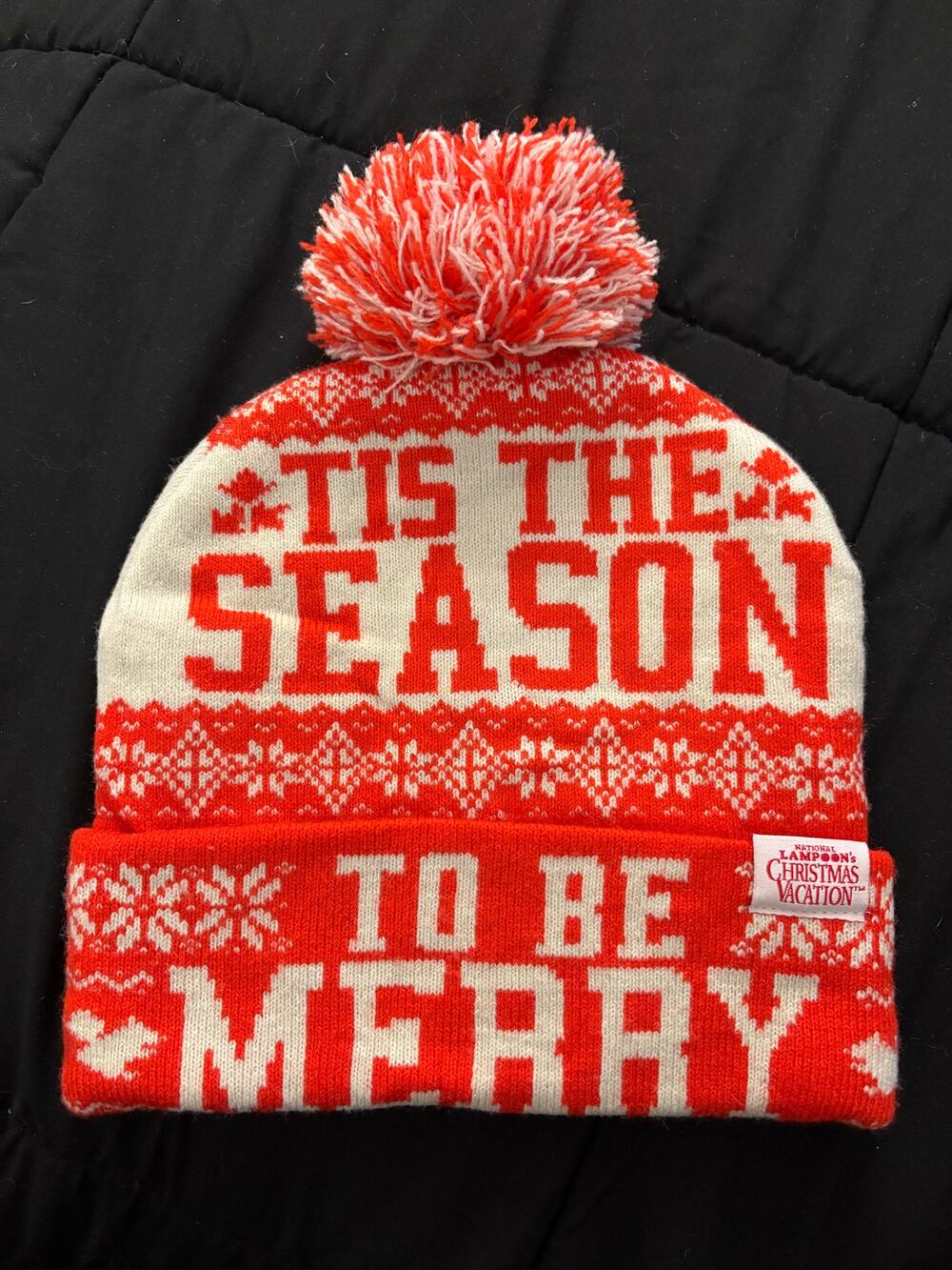 National Lampoons Christmas Vacation Tis The Season to Be Merry Pom Pom Hat OS